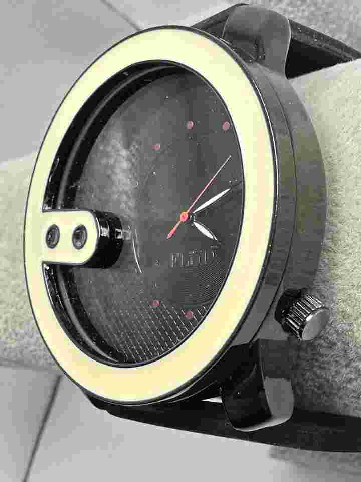 Flud Mens Watch New Battery 50MM 9" Black Silicone Band U6