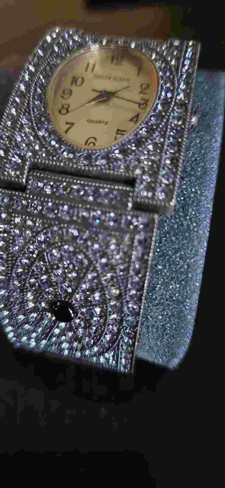 HEIDI DAUS Black Agate and Crystal Watch with size extender