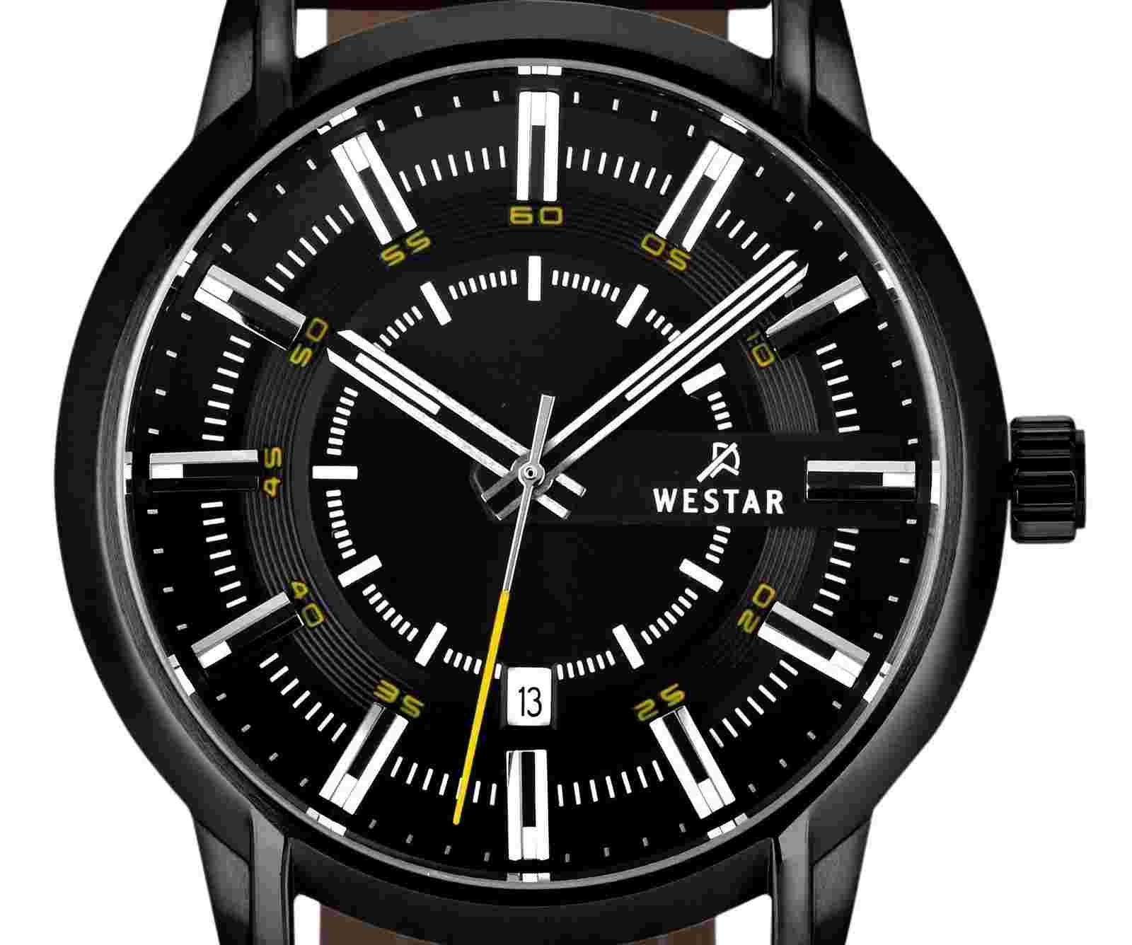 Westar Profile Leather Strap Black Dial Quartz 50228BBN523 Men's Watch