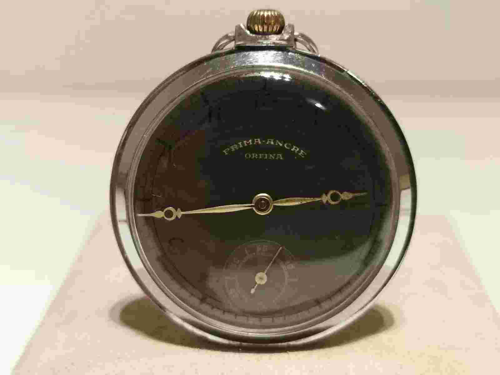 VINTAGE WW2 MILITARY MEN'S SWISS OPEN FACE POCKET WATCH "ORFINA" PRIMA ANCRE