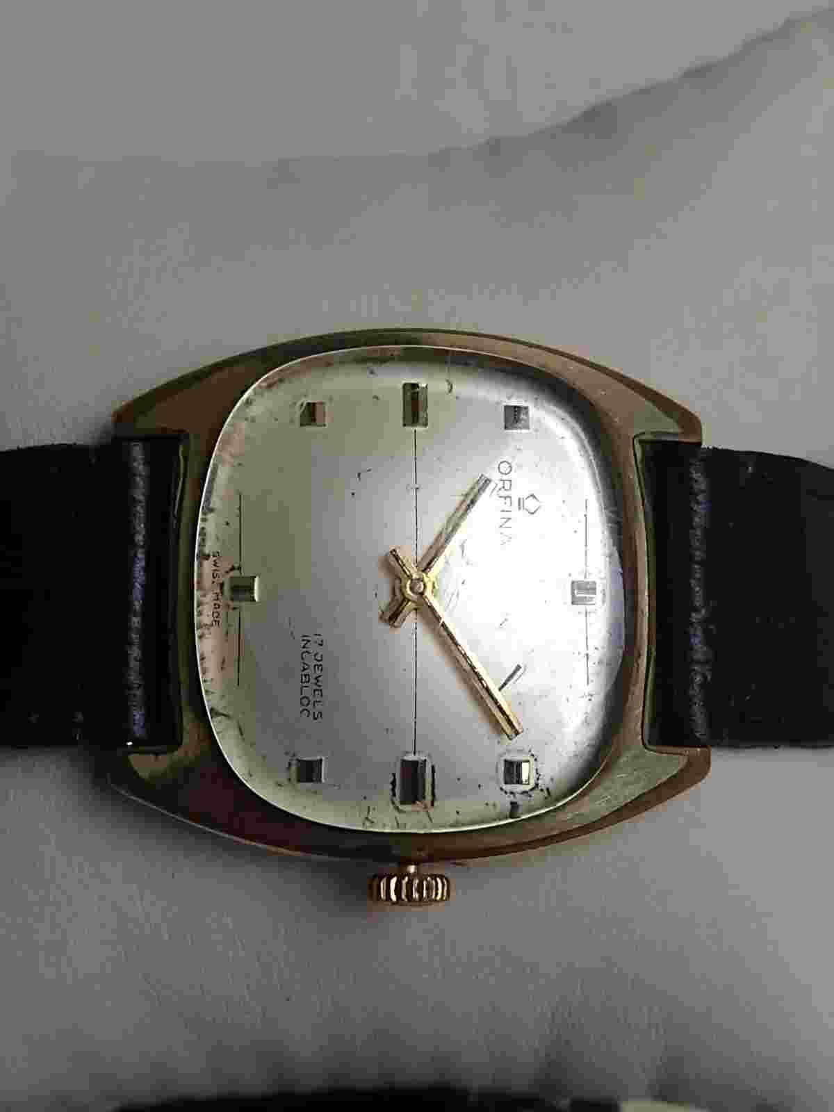 ORFINA INCABLOC 17 JEWELS SWISS MADE  MODEL CIRCULAR SQUARE VERY RARE