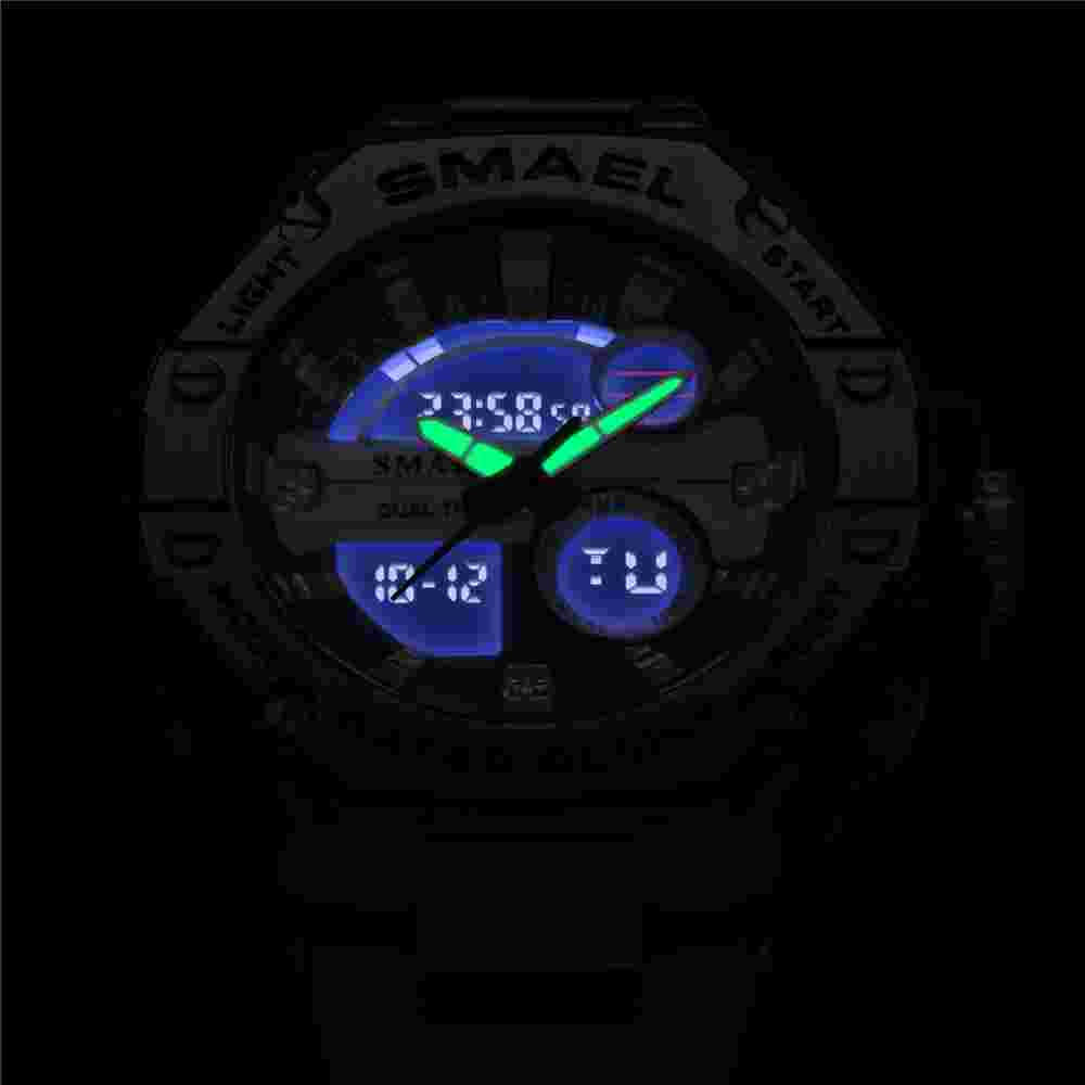 SMAEL Men Sport Watches Fashion Digital Quartz Steel Wristwatch Males LED Watch
