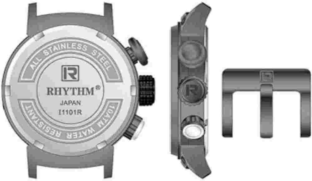 Rhythm Stylish 101R Black & Blue Chronograph Watch - I1101R03