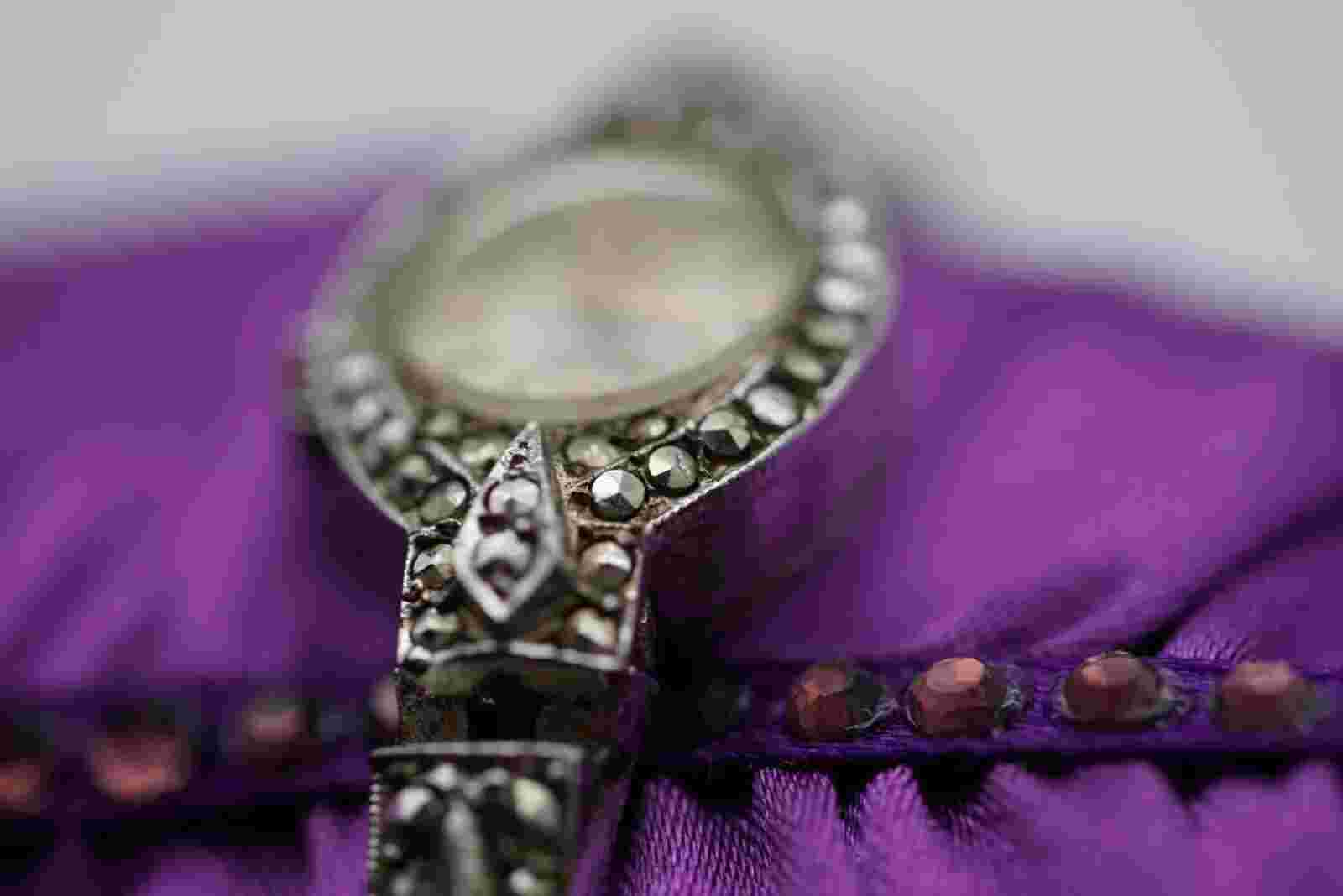 Vintage 925 Sterling Silver Watch Ladies 7 Jewels Marcasite 1960'