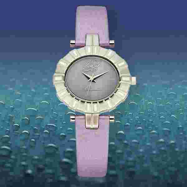 NEW Blumarine BM.3151 Women's Mother Of Pearl Watch Purple Swarovski Leather