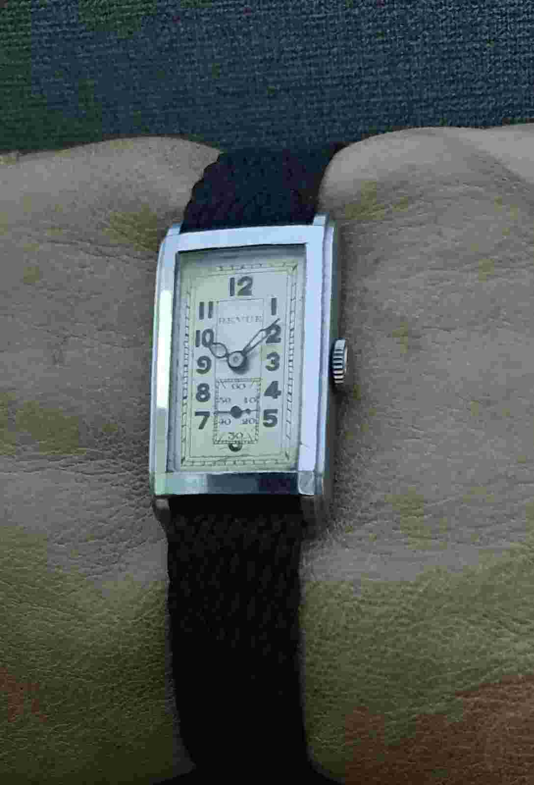 RARE! REVUE "TANK" cal.70 VINTAGE 20's RARE 15J SWISS WATCH.