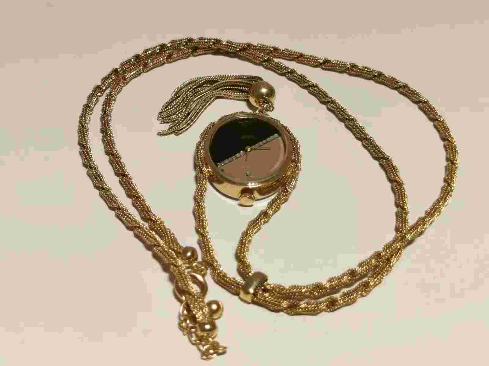 VINTAGE RARE LUXURY GOLD PLATED MECHANICAL SWISS LADIES WATCH PENDANT "ROXY"