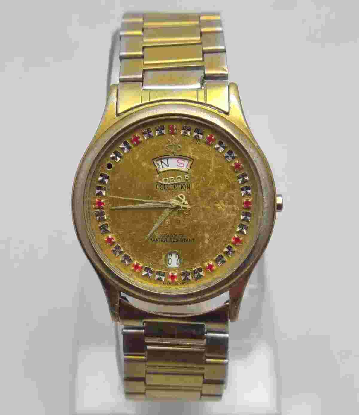 LOBOR Collection Japan Quartz Movement Day/Date Men Wrist Watch For Parts/Repair