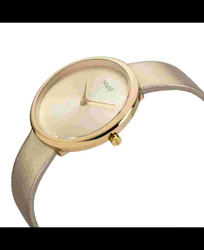 M&M Women Quartz Casual Watch Classic Dress Golden Dial Waterproof Round Fashion