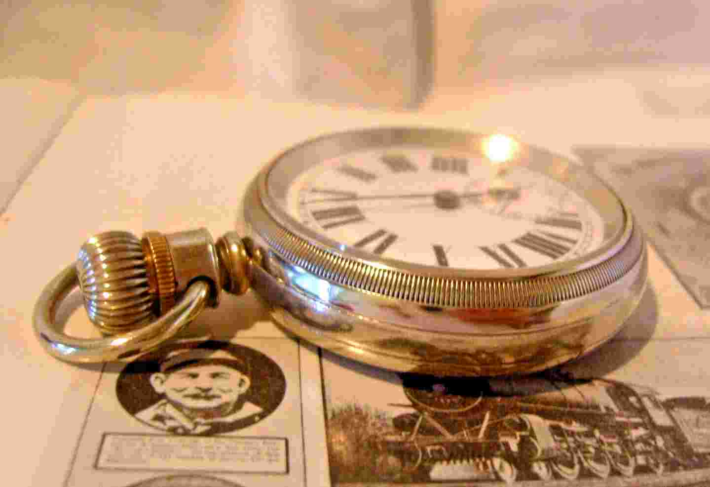 Pocket Watch Swiss Buren Railway Type 1920 Antique 7J Big Silver Nickel Case Fwo