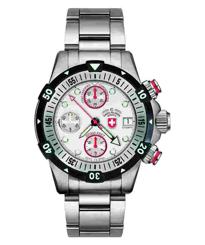 CX Swiss Military 20000 ft Diving Watch Guinness Record ETA 7750 COSC Sil