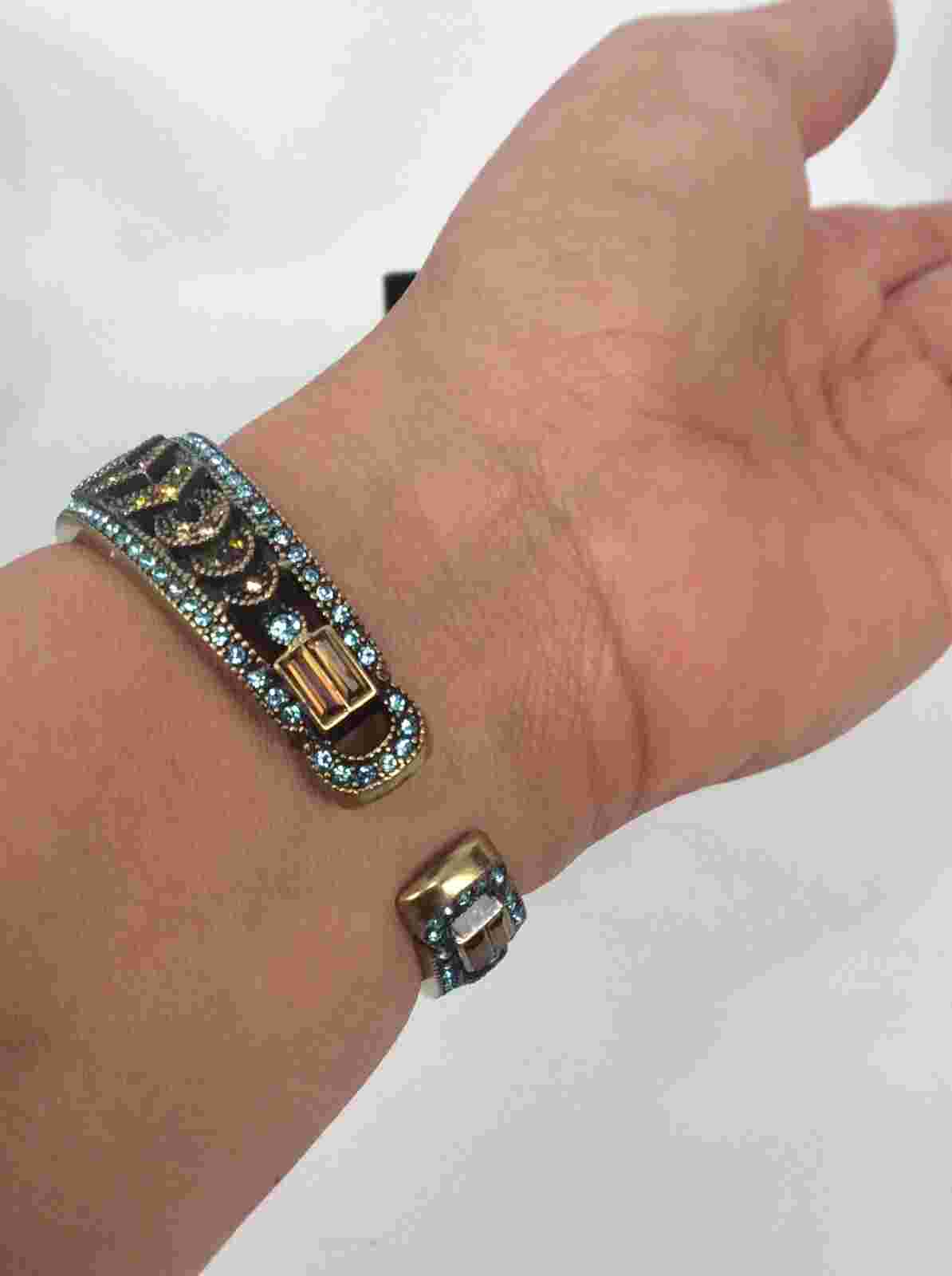 Statement Heidi Daus multi colors crystal  crystal watch Cuff Bracelet