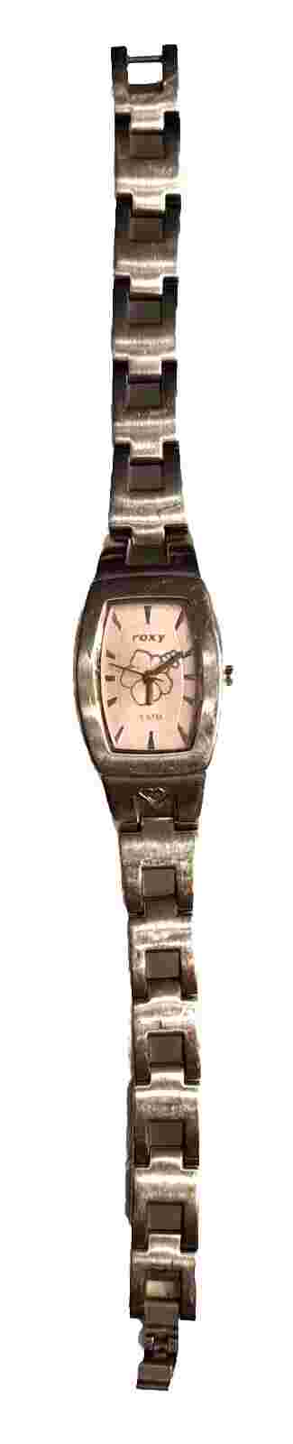 Roxy Women's Silvertone 8" Watch Pink Rectangular Dial New Battery