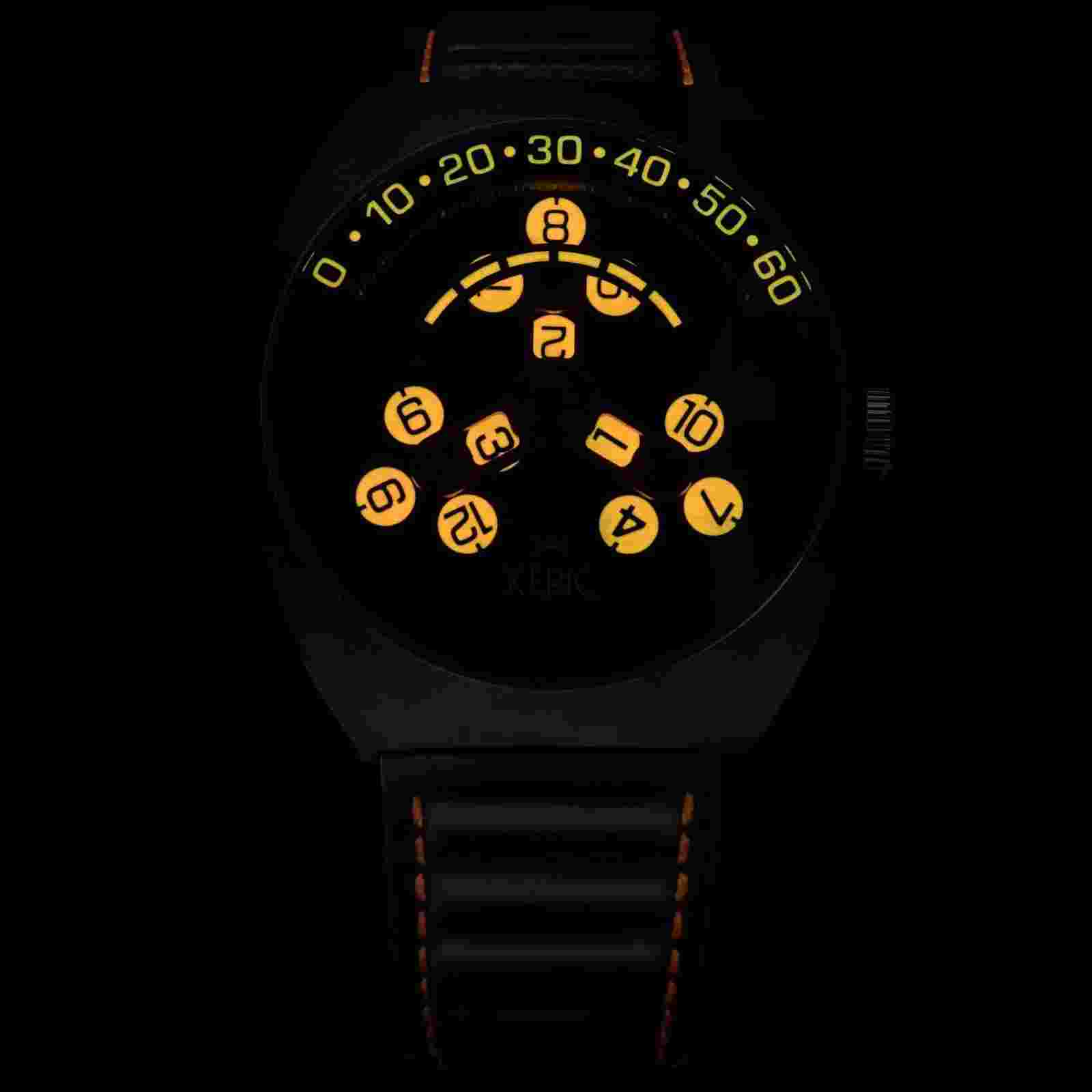 Xeric Scrambler Automatic Wandering Hour Black Orange Watch -