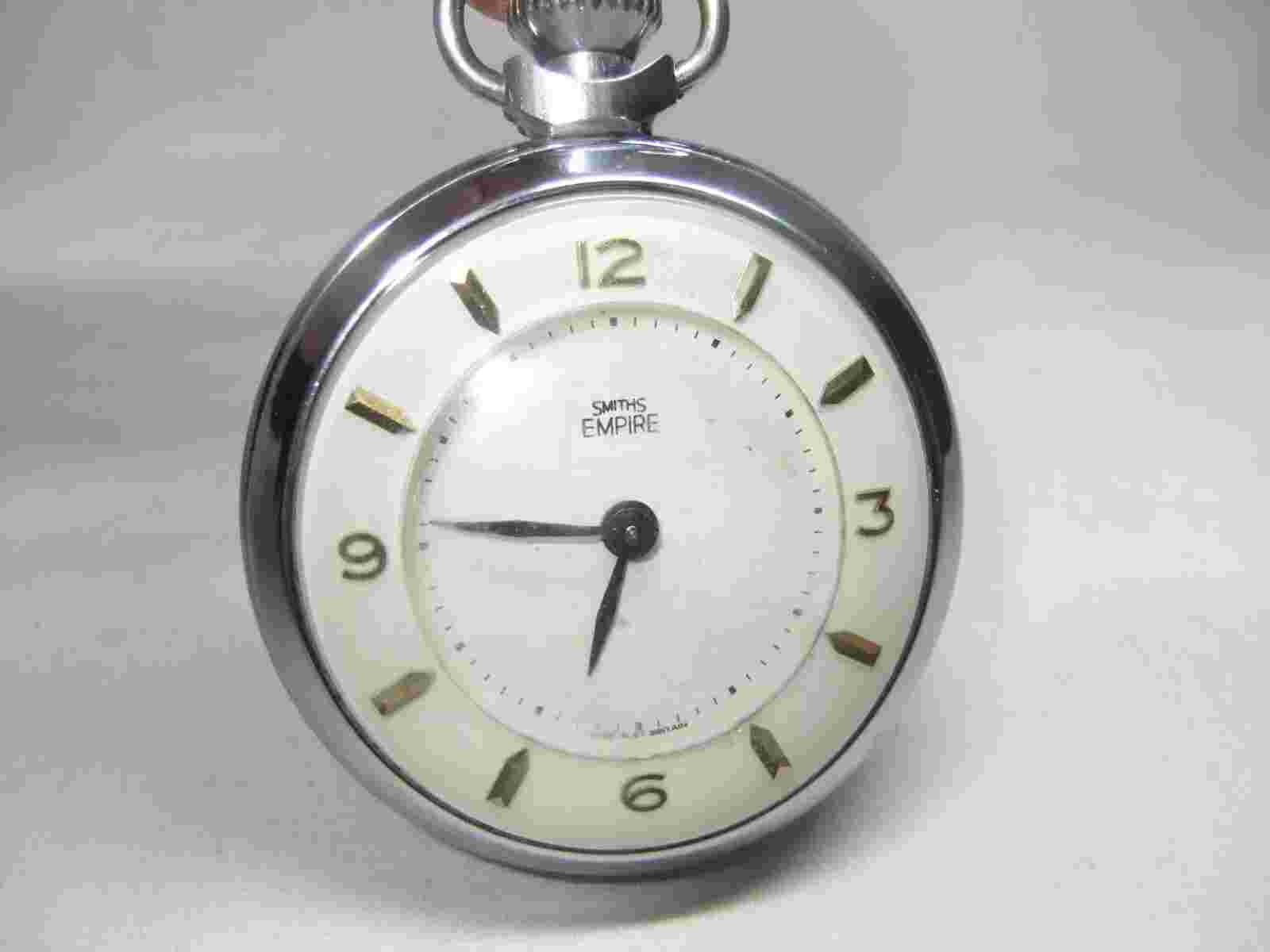 Vintage Pocket Watch Smiths Empire Steel Open Faced Mechanical Unusual Dial Face