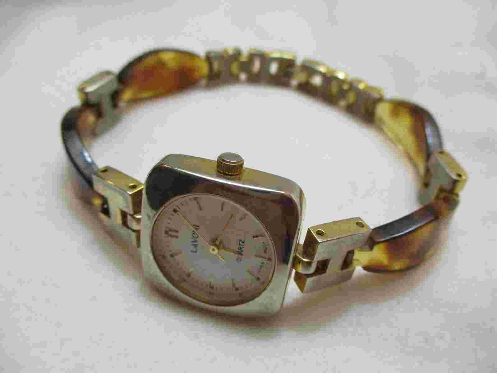 Lavoni Wristwatch Brown & Gold Tone Band Round White Face