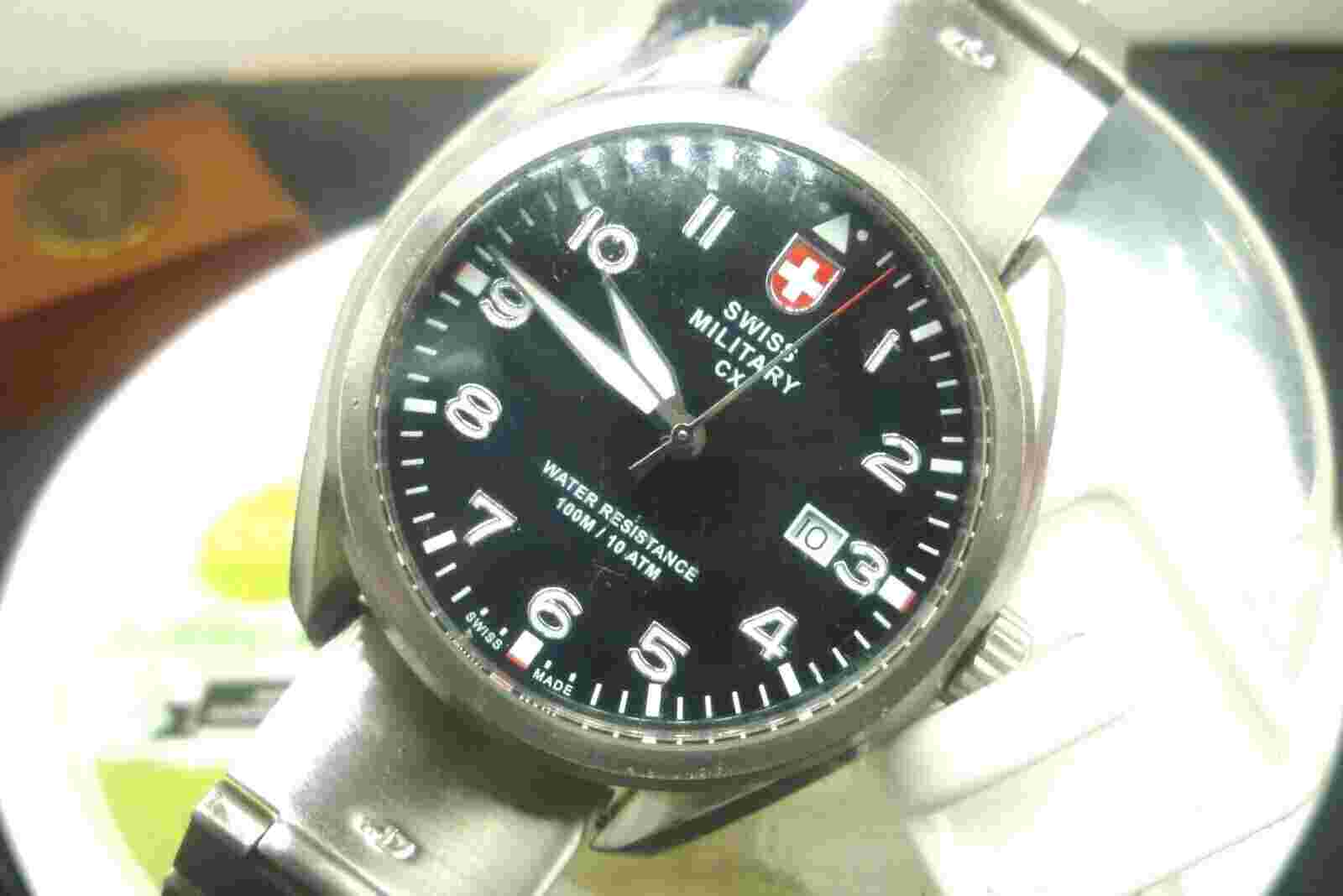 Mens 44.5mm CX Swiss Military MIRAGE Pilot Watch Swiss Quartz  2858 SS 9"