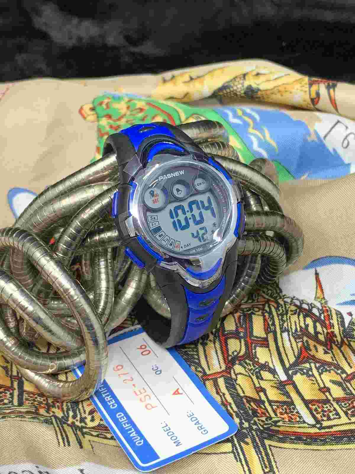 Pasnew PSE276 Black/Blue Digital Women's Sports Watch New!