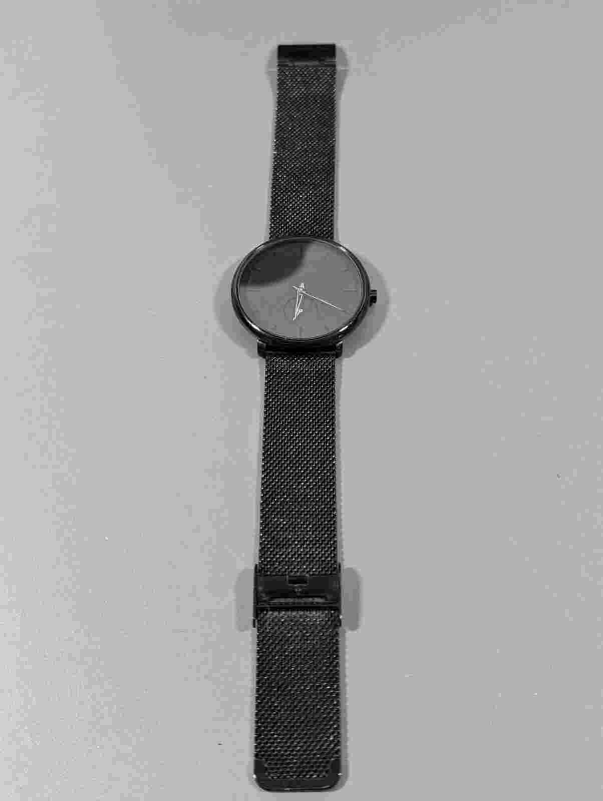 CRRJU Mens Black Dial Mesh Band 40mm Round Watch New Battery 7 inch Adjustable