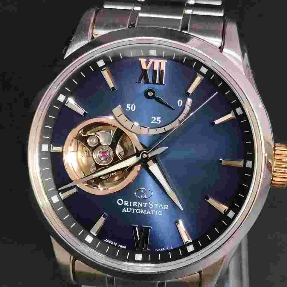 Orientstar F6R4 Automatic Men's Watch Navy Blue Silver Gold 762-3 Excellent