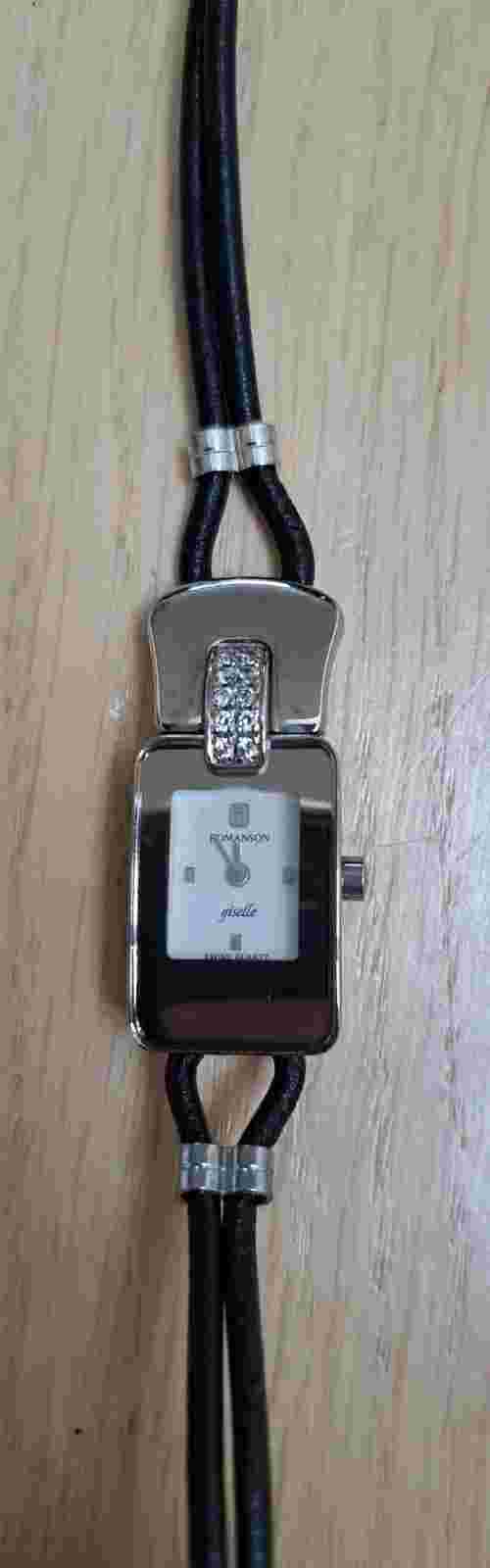 Silver Watch Sapphire Crystals Romanson Giselle Long Leather Multiway Strap