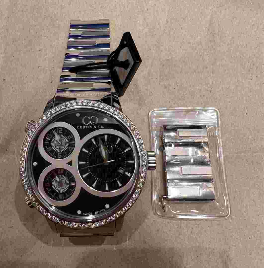 CURTIS & CO diamond bezel wristwatch 57mm quartz limited black men's analog Used