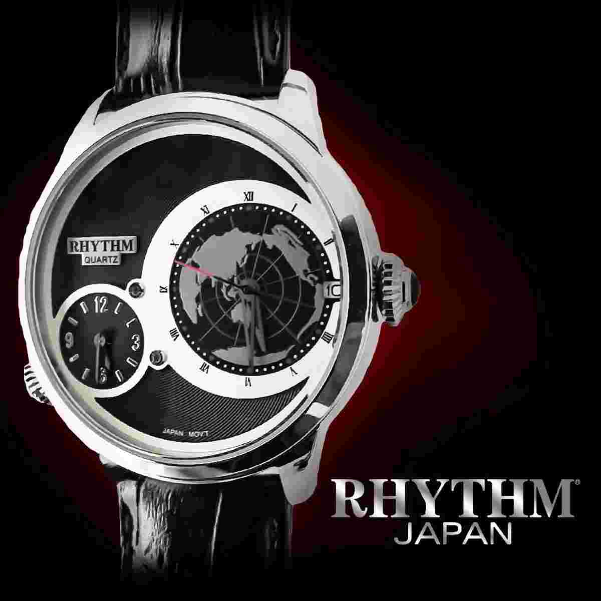 Rhythm I1503L02 Men's Watch 44x50mm Stainless Steel Case Leather Band 5 ATM