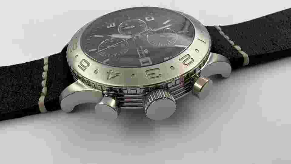 PHILIP WATCH Chronograph Cal Valjoux 7750 Automatic Black Waffle Dial - 48 mm