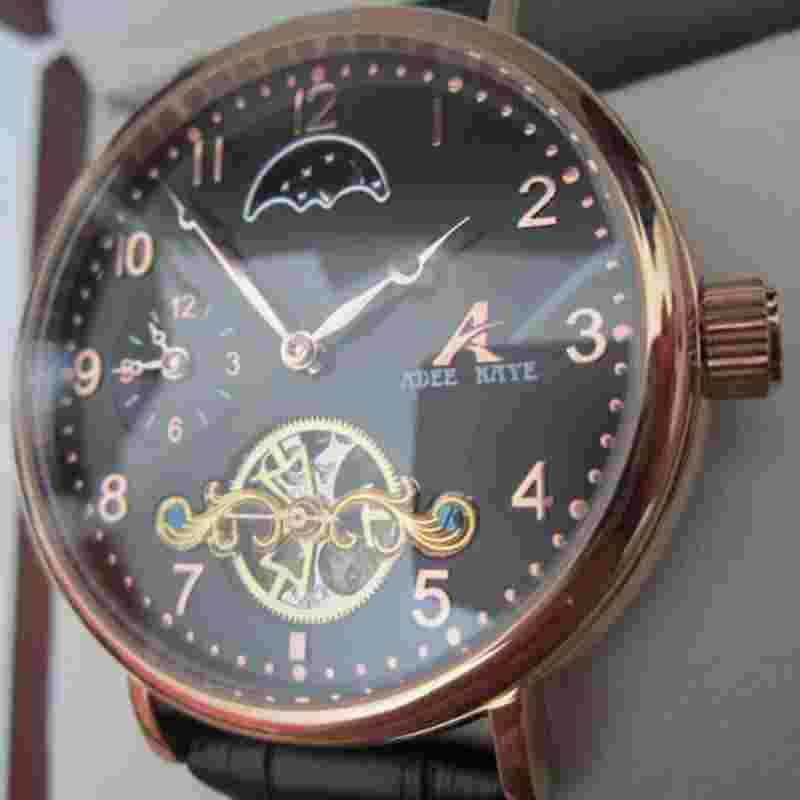 Adee Kaye Skeleton Men's Watch Automatic Lea Sports Original AK7117