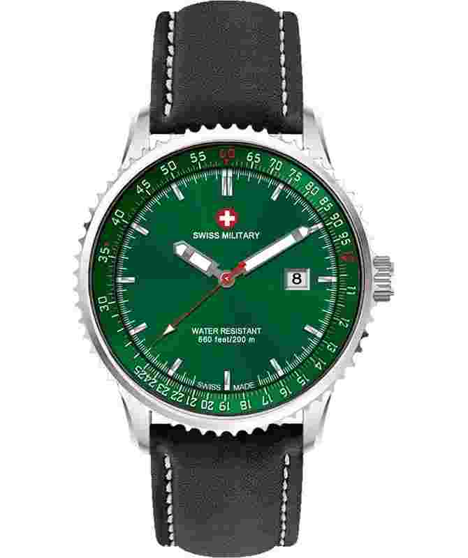 CX Swiss Military Lightning Rawhide Swiss Watch 44mm Case 20ATM Green Dial 31191