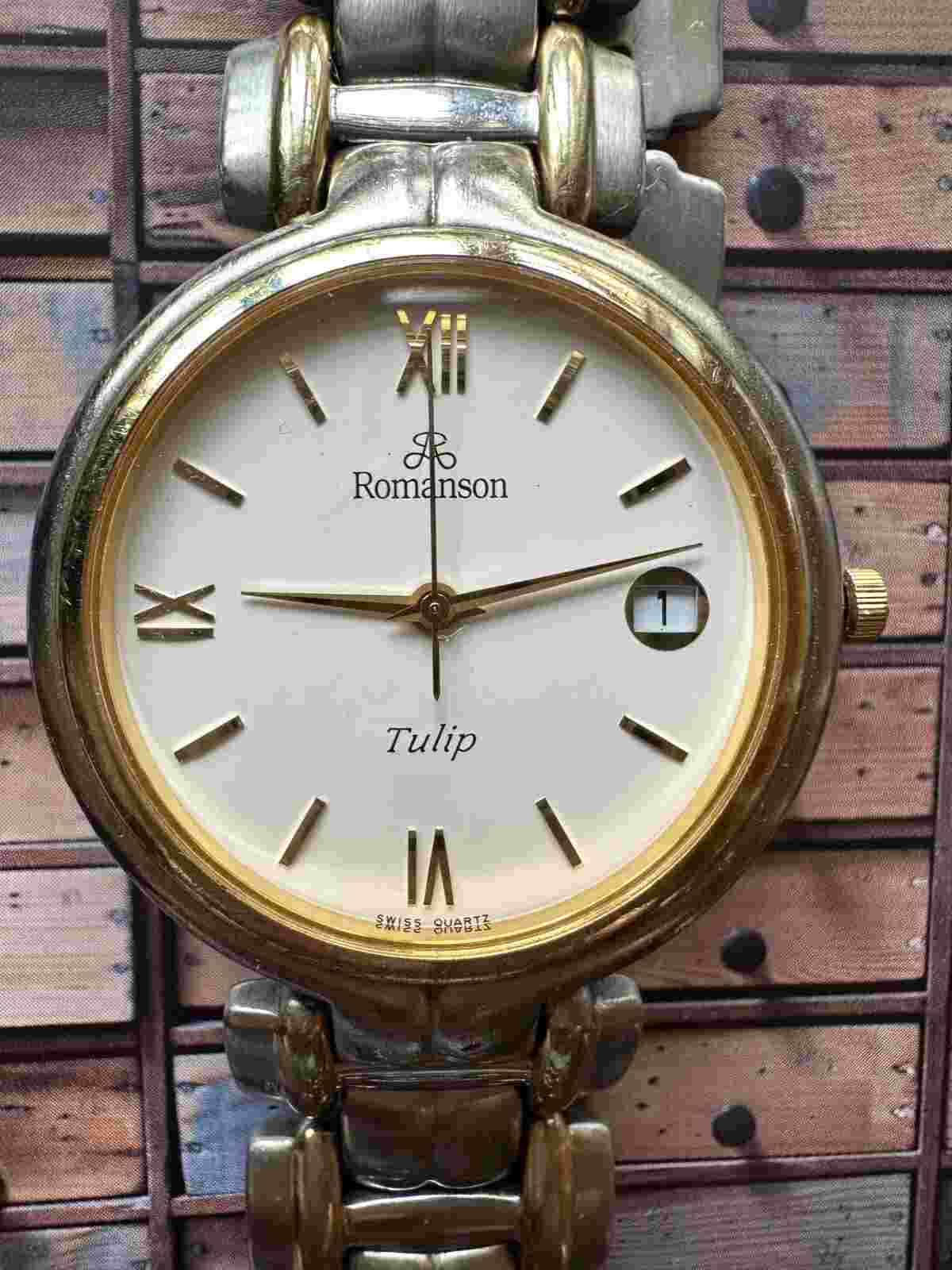 Romanson Tulip Watch, Sapphire Glass. 18k and 23k Gold Plated, Strap Length 16cm