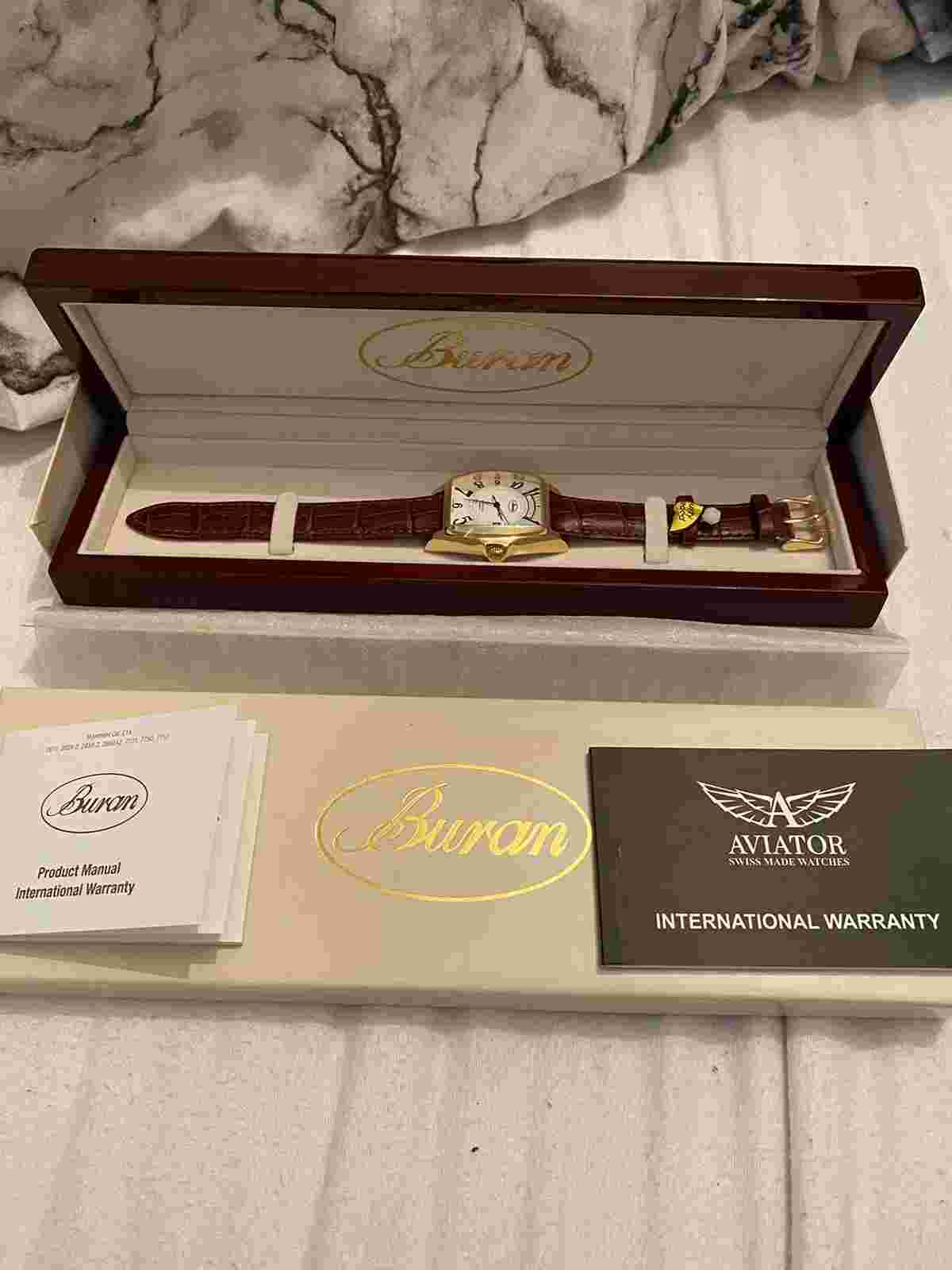 Buran Men’s Selena Day Date Luxury Swiss Automatic Watch Brand New With Tags