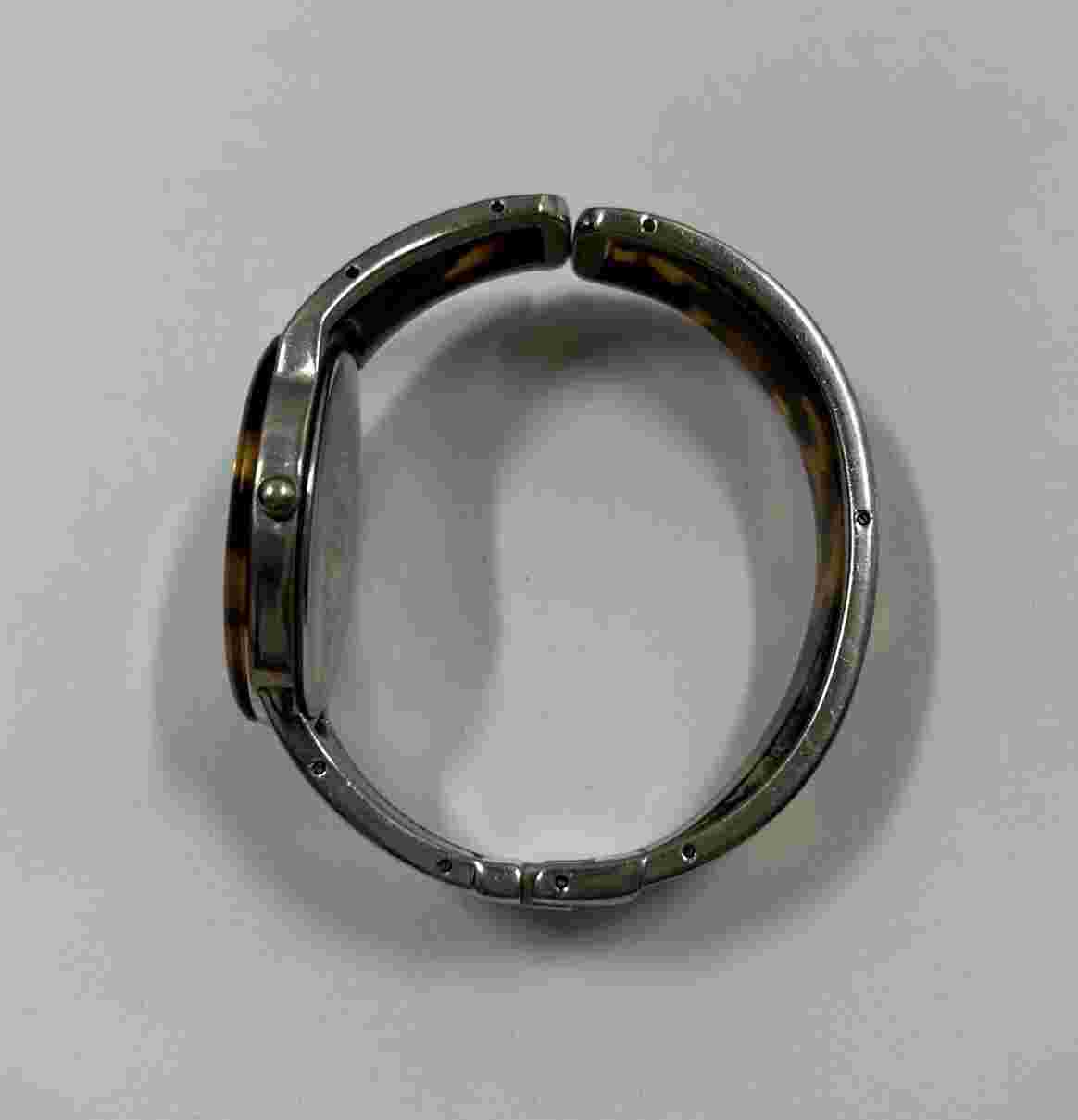 NARMI HINGED CUFF BROWN TORTOISE BEZEL & BAND BANGLE BRACELET LADIES WATCH