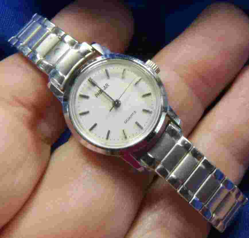 PHASAR Y481 1081 0200 A1 R P-E5 VINTAGE silver TONE FLEX BAND WATCH A15