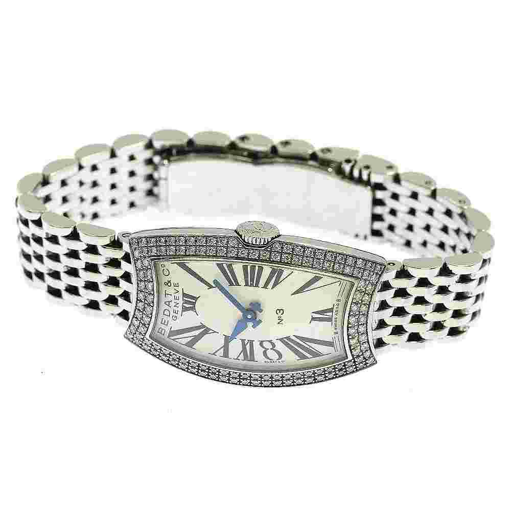 BEDAT&Co NO.3 384 Diamond Bezel Silver Dial Quartz Ladies Watch_741989
