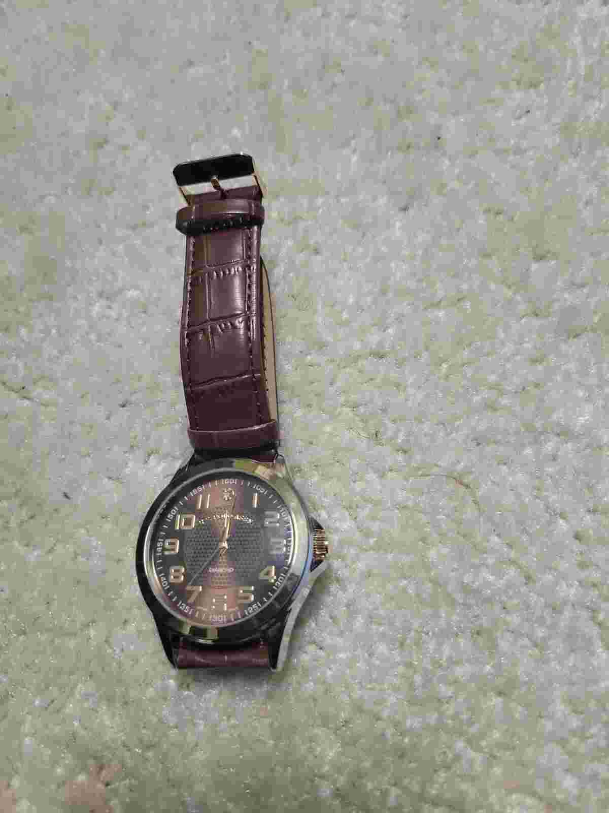 US Polo Assn. Men's Watch Black 44mm Dial Brown Band