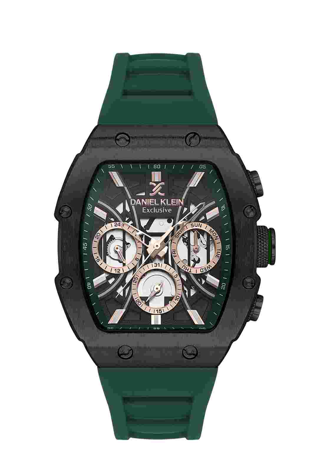 Daniel Klein Exclusive Men Black/Green Rubber Watch