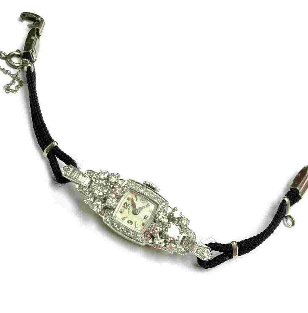 HAMILTON Ladies Antique Watch Used Square case diamond Rope Band