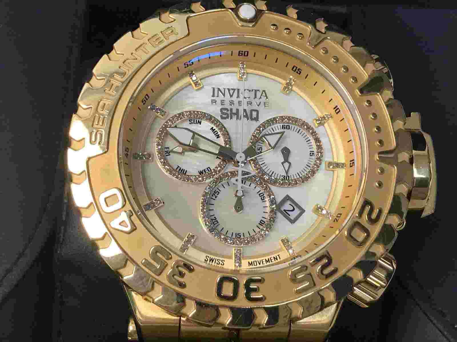 LIMITED EDITION INVICTA RESERVE SHAQ .52ct DIAMOND WATCH Gold, MOP Dial 65/2000