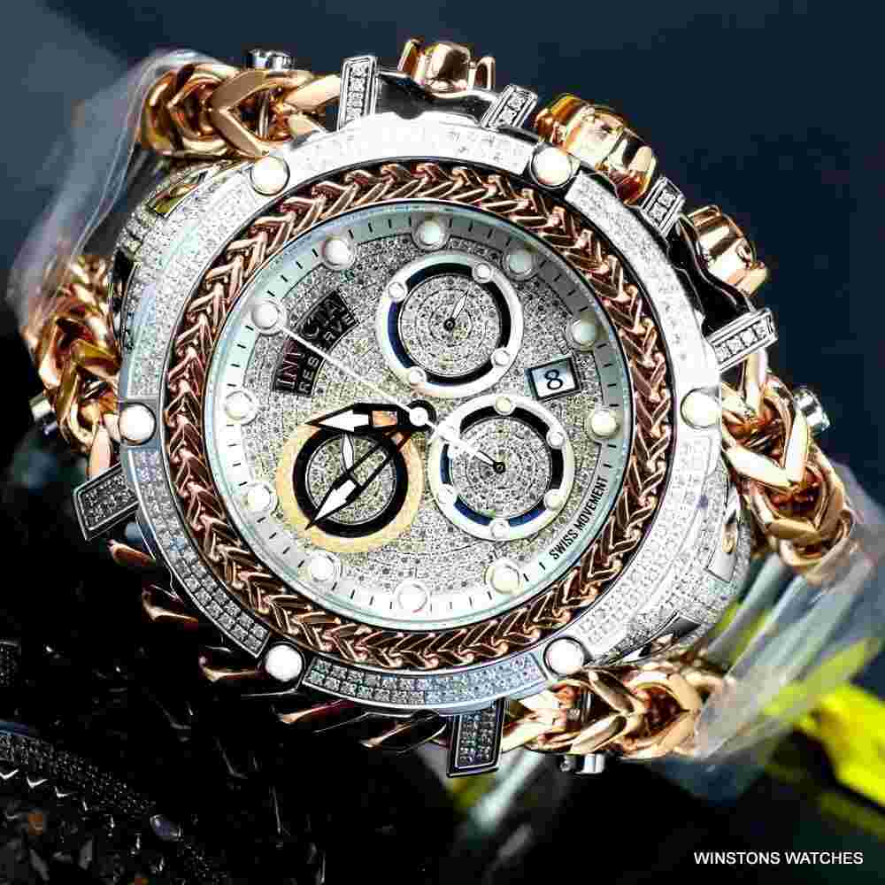 Invicta Reserve Gladiator 2.92CTW Diamond 2 Tone Rose Swiss Steel 61mm Watch New