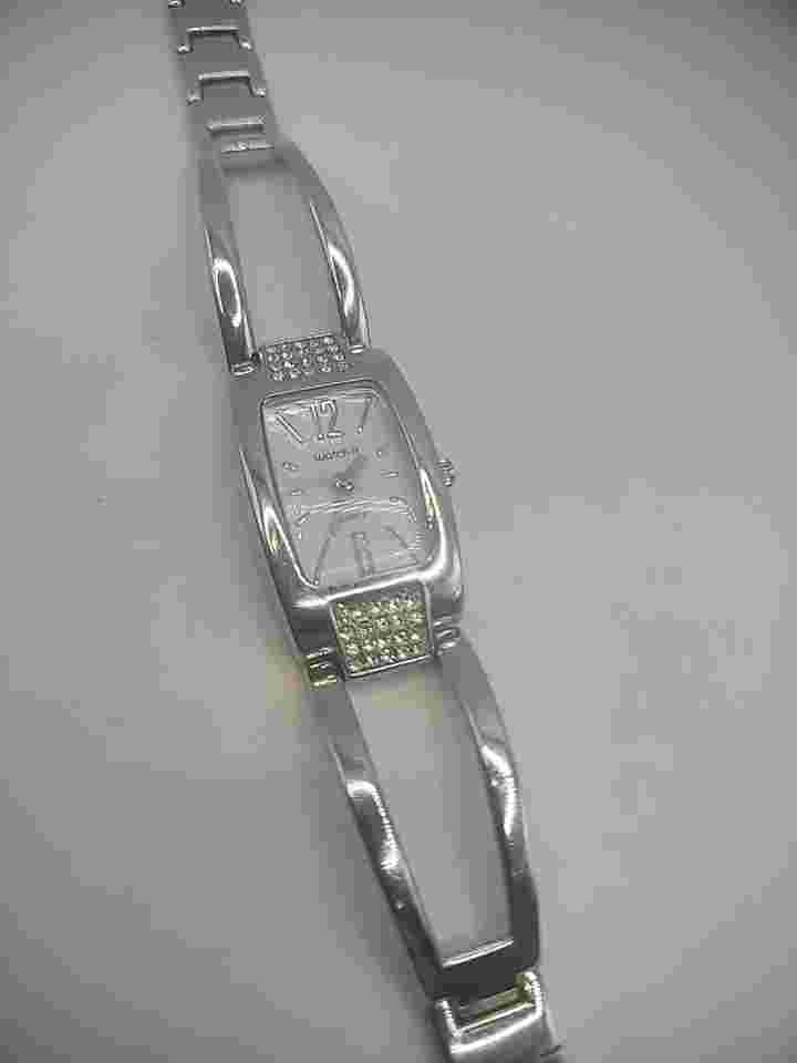 Vintage Watch-it Wristwatch Silver Tone Crystals Metal Band Bracelet Jewelry