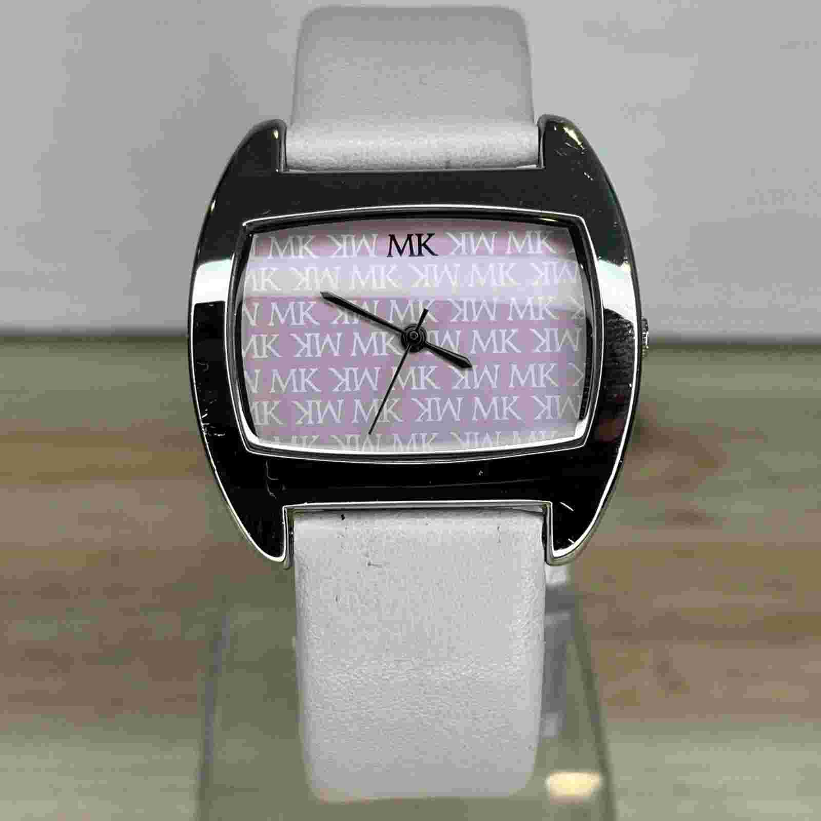Marky Kay Watch Women Silver Tone Rectangle Pink Leather Band NEW BATTERY