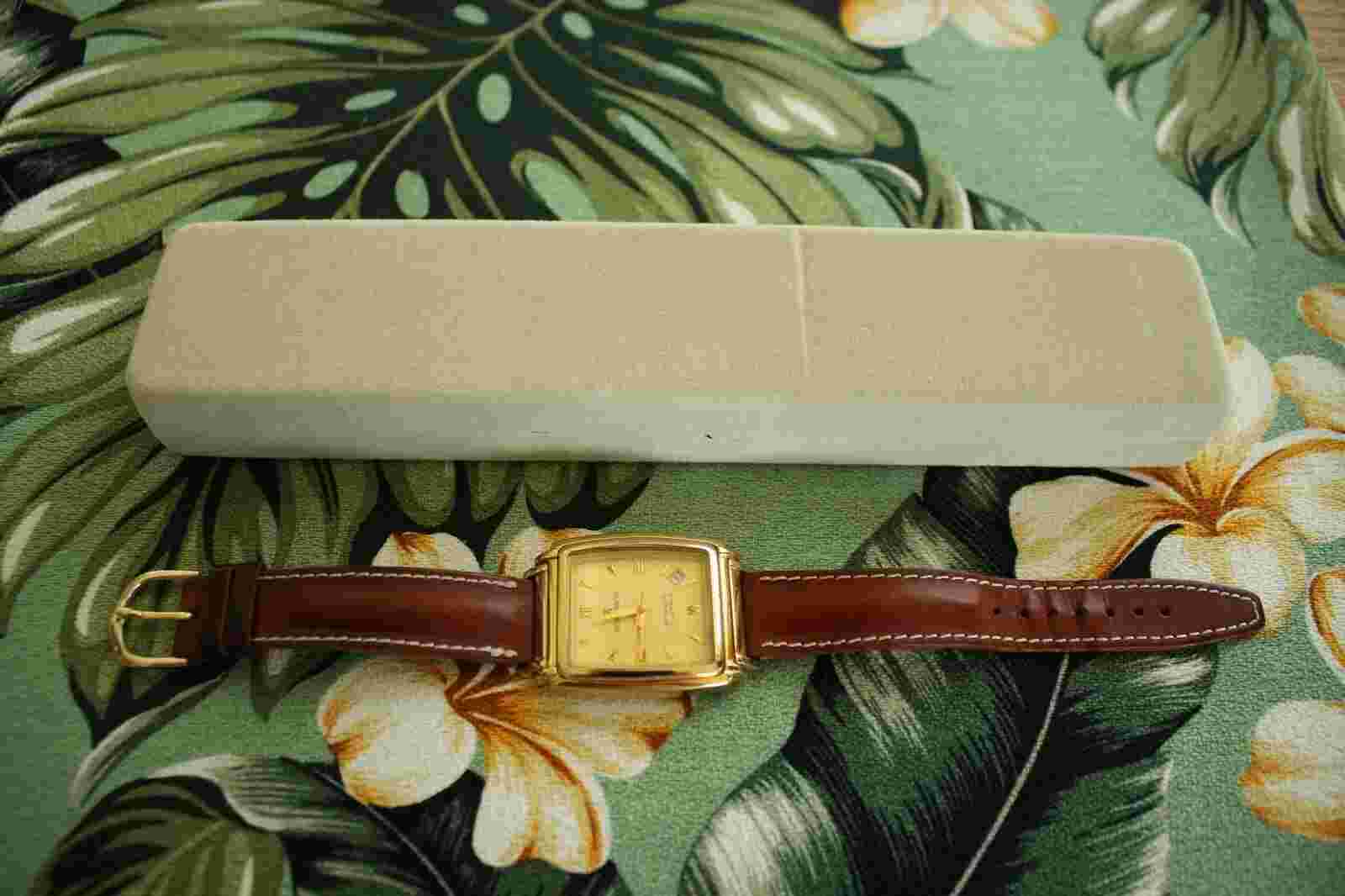 STUNNING ROMANSON 21 JEWEL TRIPLE GOLD DATE DIAL & CASE AUTOMATIC WATCH BOX SET