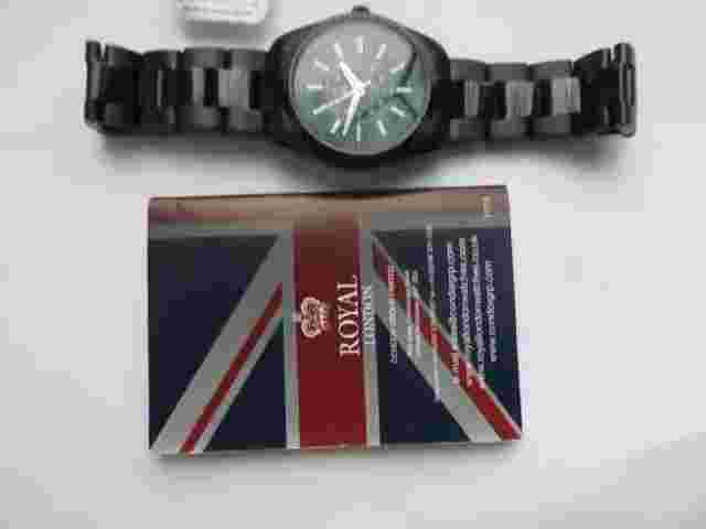 Royal London Black & Blue Dial 50m Heavy Black Case Bracelet Watch RRP£89.99 NOS