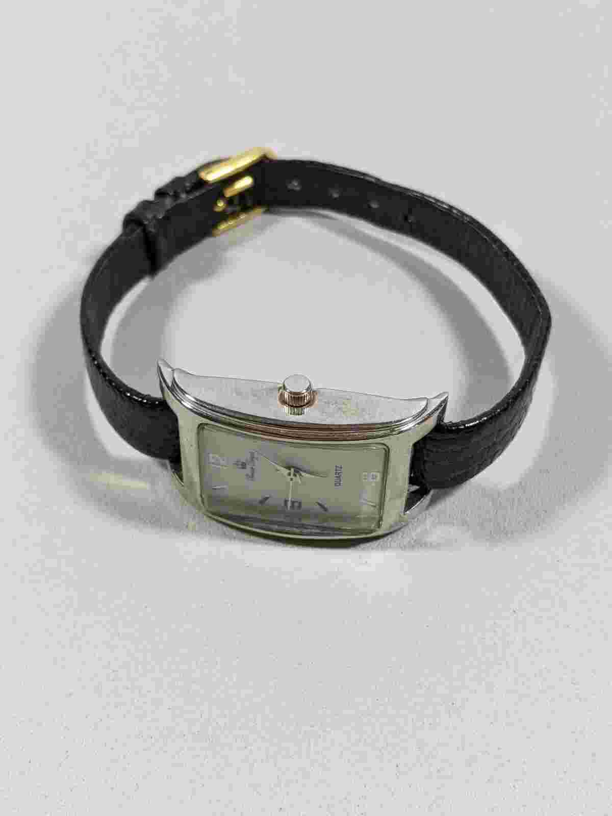 Premier Designs White Dial Rectangle Case Black Leather Band Watch 8 Inch