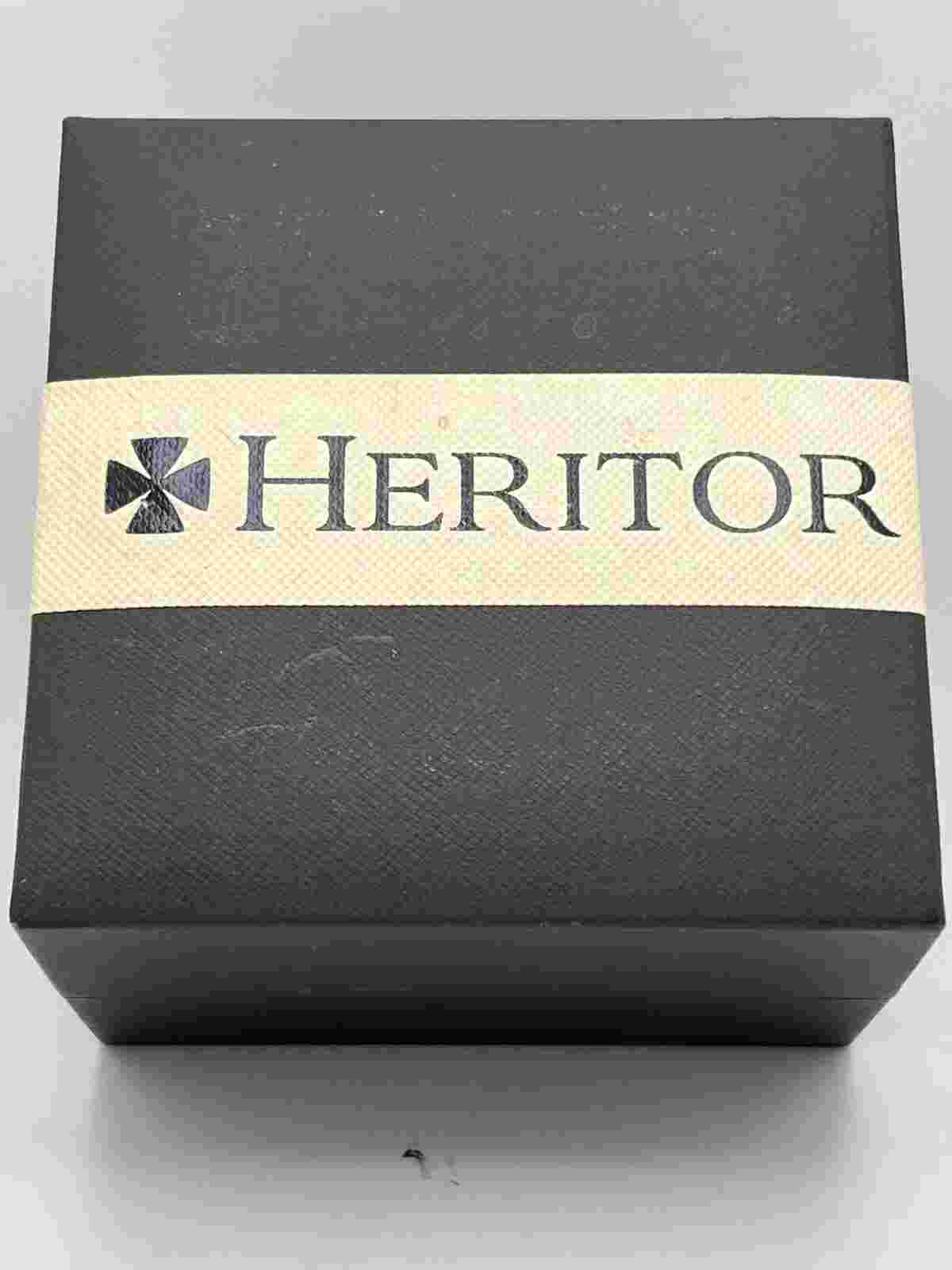 Heritor Automatic Semi-Skeleton Leather Watch w/Day/Date Leather Band In Box