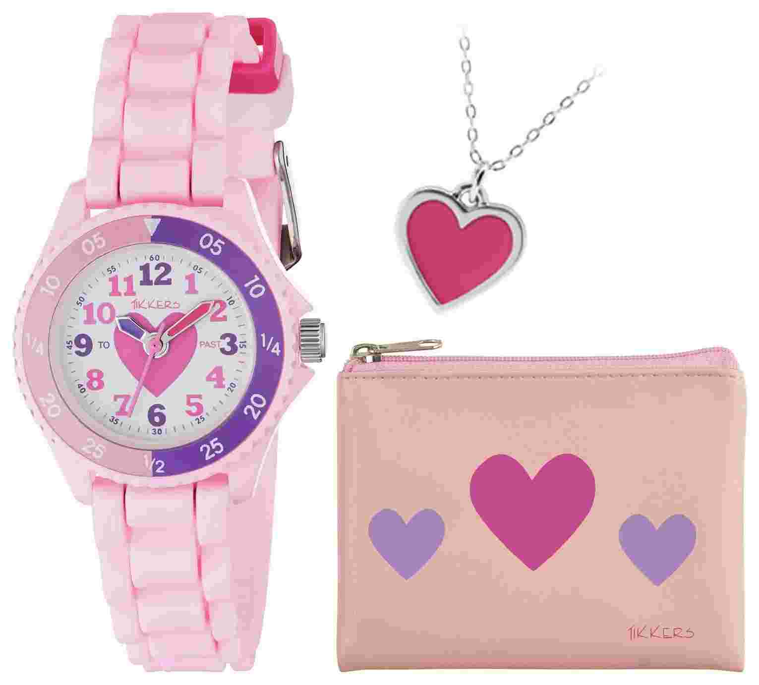 TNP ATK1007 Tikkers Girls Pink Time Teacher Watch Set With Purse