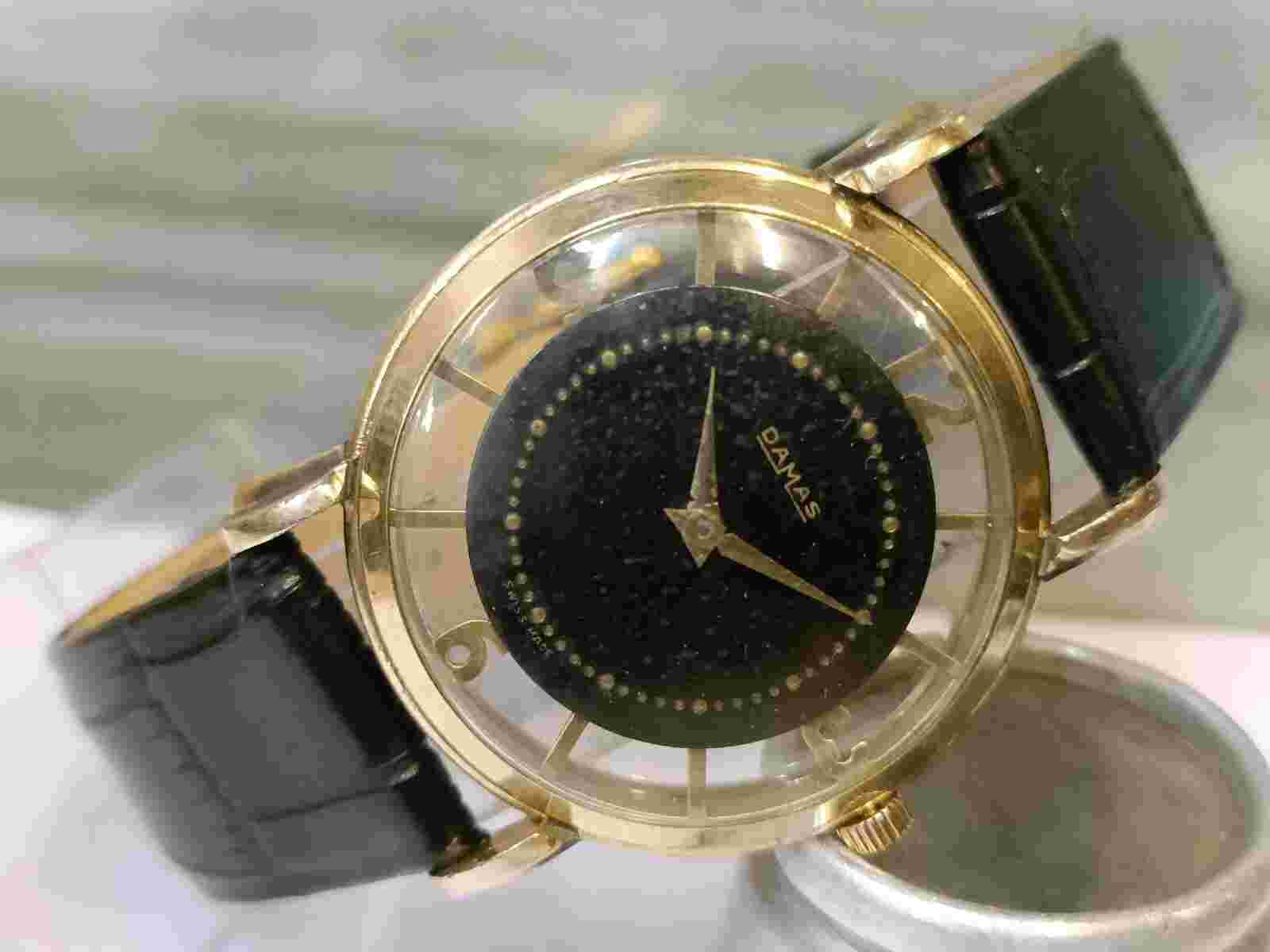 DAMAS 17 JEWELS WINDING BLACK DIAL FRONT & BACK SKELETON SWISS FULL WORKING