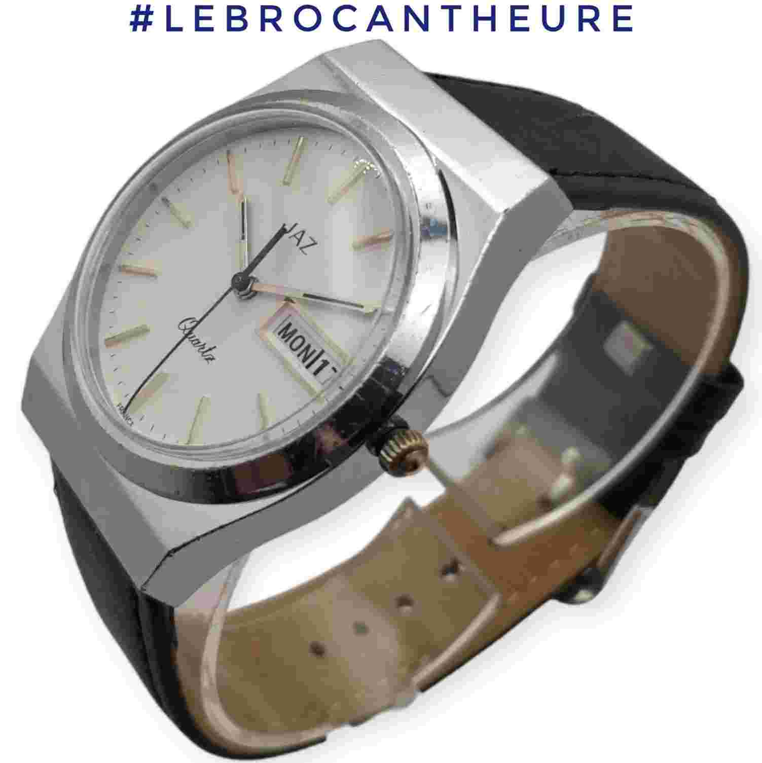 Jaz Day Date 36mm 1980s Cal Quartz SNH Y503A Lebrocantheure Montre Vintage Watch