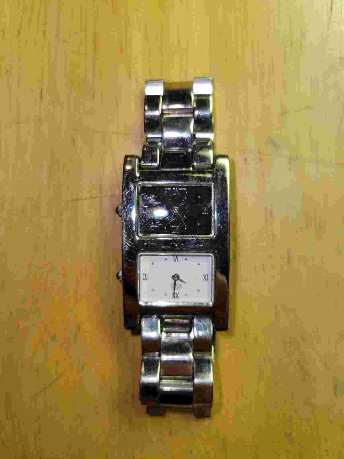 Gino Franco Men's Analog Stainless Steel Dual Time Zone Watch Needs Battery